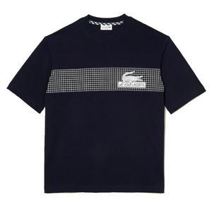 LACOSTE  네트 프린트 반팔티 TH5590-166 루즈핏 티셔츠 네이비