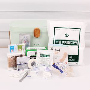 가정용 구급함 파스텔 그린 16종 약품세트 구급상자 응급키트 약보관함