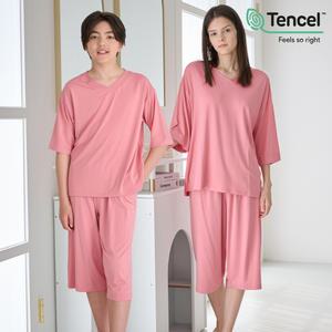 마밤 모달 아동 주니어 잠옷 파자마 초등 학생 내의 실내복 셋업 브이넥 코랄 7부