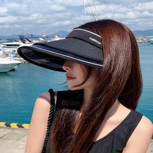 여성 자외선고급 차단 여름 2단 돌돌이 라탄 썬캡 바캉스