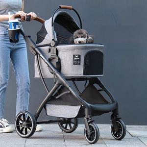 코기 테디 고양이 카트용 탈착식 반려동물 유모차, 알루미늄 합금 개 트롤리, 하중 지지 20kg, 소형견용