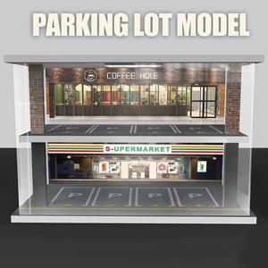 1/32 스케일 조명 주차장 장난감 다이캐스트 합금 모델 자동차 차고 DIY 장면 컬렉션 디스플레이 선물