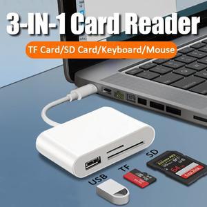 멀티 포트 허브 컨버터 C타입 IOS USB OTG 어댑터 휴대폰 핸드폰 아이패드 호환용 TF SD 3 in 1 카드 리더