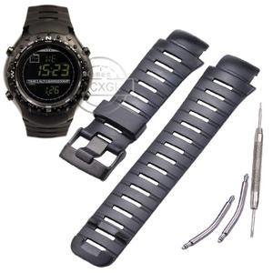 X-LANDER 시계 팔찌 액세서리 용 Suunto X-Lander 군용 남성용 손목 밴드에 최적한 검정색 고무 Wtach 스트