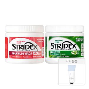 스트라이덱스 맥스플러스 패드 55매, 1개 + 센시티브 패드 55매, 1개 + 증정(디어쿠페아 핸드크림 50ml, 1개)