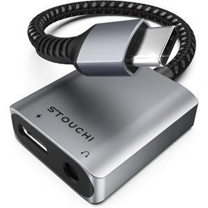 Stouchi USB-C to 3.5mm 헤드폰 충전기 어댑터, 투인원 아이폰 16/15 Aux 오디오 잭, 30W 고속 충전, Pixel