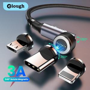Elough 540 마그네틱 케이블 3A iPhone 용 고속 충전 마이크로 USB 유형 C Xiaomi 삼성 자석 전화 데이터