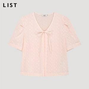 [리스트](대전신세계)펀칭 레이스 리본 블라우스