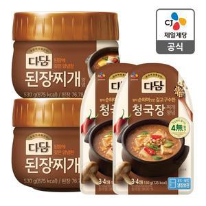 [다담][본사배송] 다담 된장찌개양념 530g X 2개 + 청국장찌개양념 130g X 2개
