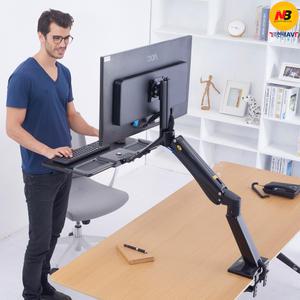 현대AV NB-FC40 고중량 초대형 모니터 업라이저 책상 거치대, 2~15kg/35인치 지원, 키보드 트레이 기본 장착, 듀얼 클램프, 편리한 높이 조절, 한글 설치안내서 제공