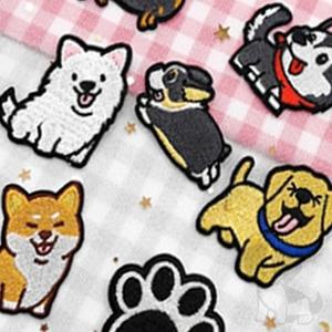 열접착식 강아지 자수와펜 의류패치 17종 세트 와펜패치 열스티커 열접착식와펜