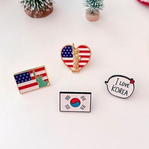올패턴 태극기 미국 한국 국기 금속 뱃지
