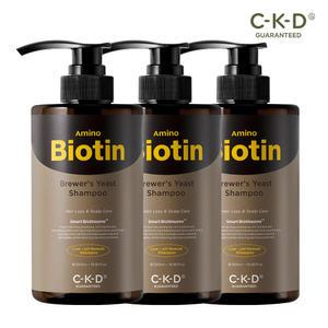 [X3]CKD 아미노비오틴 맥주효모샴푸 500ml 3개 / 탈모 증상 완화 + 푸석한 모발 케어