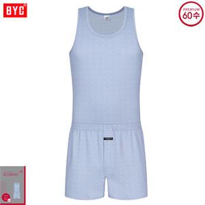 BYC빗살무늬패턴60수프리미엄런닝박서상하1세트 MCG1370