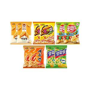 빵부장 마늘빵2개,오징어집2개,포테토칩 오리지널,2개,양파링2개,새우깡2개