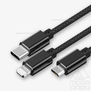 MEGAPARA prime 3way 메탈 일반 충전케이블 1.2m 블랙 핸드폰충전기