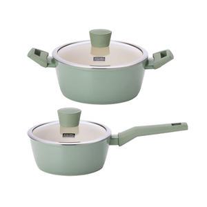 키친플라워 IH 그린애플 냄비2종세트 (편수18cm,1개 + 양수22cm, 1개)
