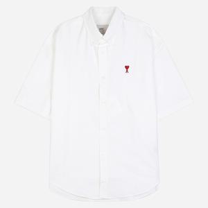 아미 5S HSH230 CO0031 168 하트 로고 반팔 셔츠 화이트