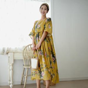반팔코튼원피스 옐로우꽃