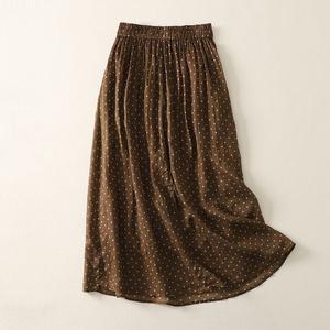 여성 예쁜핏 롱 스커트 여름 캐주얼 루즈핏 도트 밴딩 OOTD1