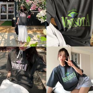 [모코블링]미네소타 피그 반팔티 영문나염티 오버핏티 사계절티 피그먼트티 반팔티