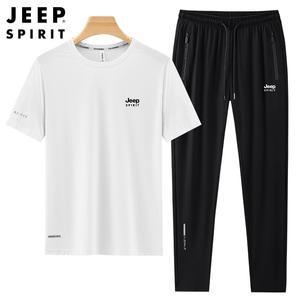 JEEP 지프 스프릿 남성 아이스 쿨링 반팔 트레이닝 세트 헬스복 운동복 빅사이즈