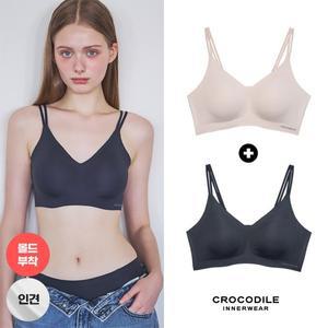 [크로커다일] 라이크라 인견쉘론 몰드부착 더블스트랩 감탄브라 2종 CDWBR5N3236
