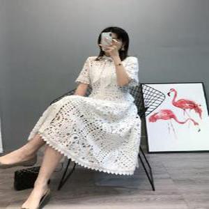 수입 레이스 펀칭 원피스 반팔 여름원피스 CH168