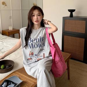 롱원피스 나시 시원한 소재 비치웨어 홈웨어 be-롱나시원피스