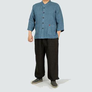 2736 V넥 고급 남방+바지 세트 마 생활한복 개량