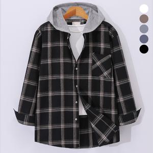 [후앙스]오버핏 타탄체크 후드 레이어드 셔츠 CKST3722