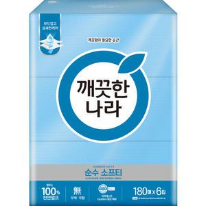 깨끗한나라 순수소프티 미용티슈 180매x24개/ 무형광/ 천연펄프/ 각티슈
