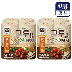 [삼정펄프][삼정펄프] 그루 무표백 키친타월 230매 4롤X2팩