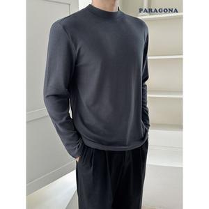 [하프클럽/파라고나]자카드 데일리 기모 반폴라 티셔츠
