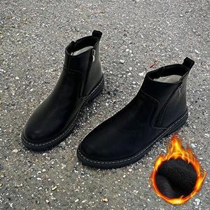 [라일리] Rly 남성 블랙 지퍼 기모 첼시부츠 겨울 워커