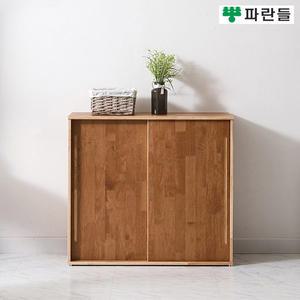 파란들가구 UV코팅 고무나무원목 800 슬라이딩수납장 거실수납장