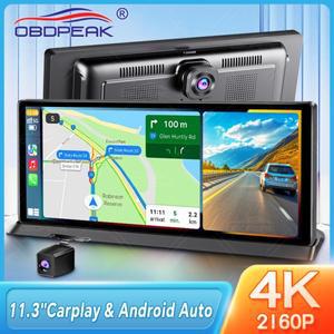 11.3 인치 K2 Pro 대시 캠 4K Carplay 및 Android 자동 GPS 네비게이션 DVR 오디오 보드 듀얼 렌즈 후면보