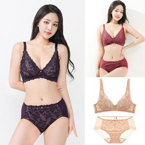 JBR8012S 비너스자스민 노와이어 레이스 브라 팬티 세트 여성 속옷 A~C컵
