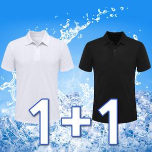 1+1 아이스 카라 티셔츠 쿨반팔티 기능성 냉감반팔 남여공용 작업복 등산복 체육복 상의 국내생산직물