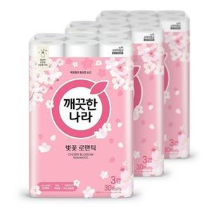 [깨끗한나라] 벚꽃 로맨틱 벚꽃향 3겹 화장지 27m 30롤 3팩