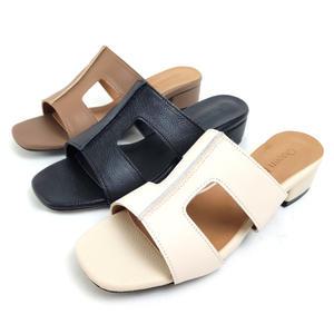 순이의신발장 소가죽 발편한 통굽 푹신한 쿠션 여성 여름 편한 굽높은 뮬 슬리퍼 4cm