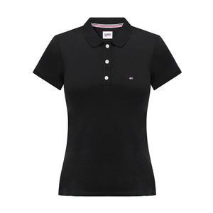 타미힐피거 타미진스 슬림핏 여성 반팔 티셔츠 폴로티 카라티 블랙 DW0DW09199-BDS
