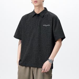 남성 데일리룩 카라 반팔티 여름 프린트 쿨 반팔 빅사이즈 칼라넥 상의 루즈핏 티셔츠 스포M2