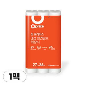 [오프라이스]T [누적판매수량 200만개 돌파] 3겹천연펄프 화장지 (27m*36롤)