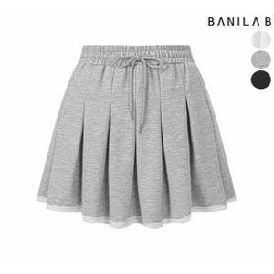 [바닐라비]코튼 핀턱 플레어 밴딩 미니스커트