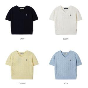 [후아유] Steve V-neck Short Sleeve Sweater (WHKAF2402F)