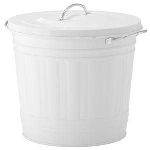 이케아 스틸 뚜껑 쓰레기통 덮개 휴지통 16L 크노드