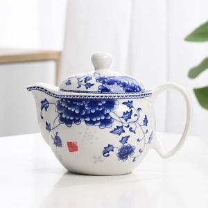 중국 파란색과 흰색 도자기 차 주전자, 절묘한 세라믹 쿵푸 세트, Teaware 꽃
