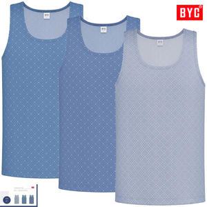 BYC세련된격자무늬패턴유색민소매런닝3매입 MCF2245