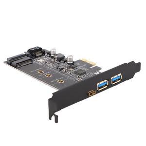 Y10A-듀얼 USB3.0 및 Type-C M.2 Pcie 어댑터 M2 SSD SATA B 키-PCI-E 컨트롤러 변환기 라이저 카드(2280 2